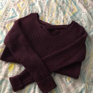 Purple cross cut out cardigan/sweater